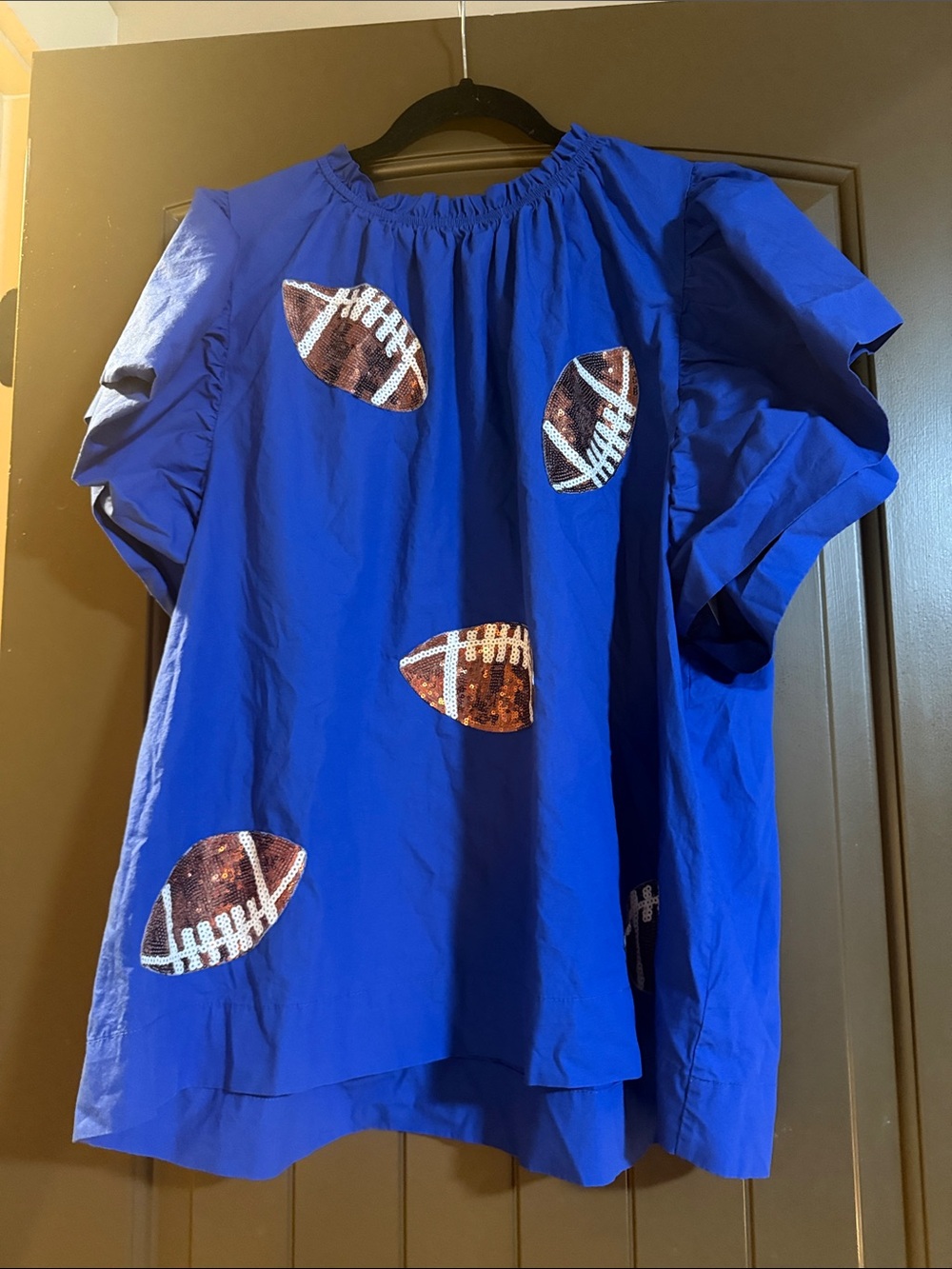 PLUS Royal Blue Football Sequin Top